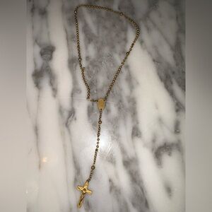 Antique Gold tone Rosary Necklace